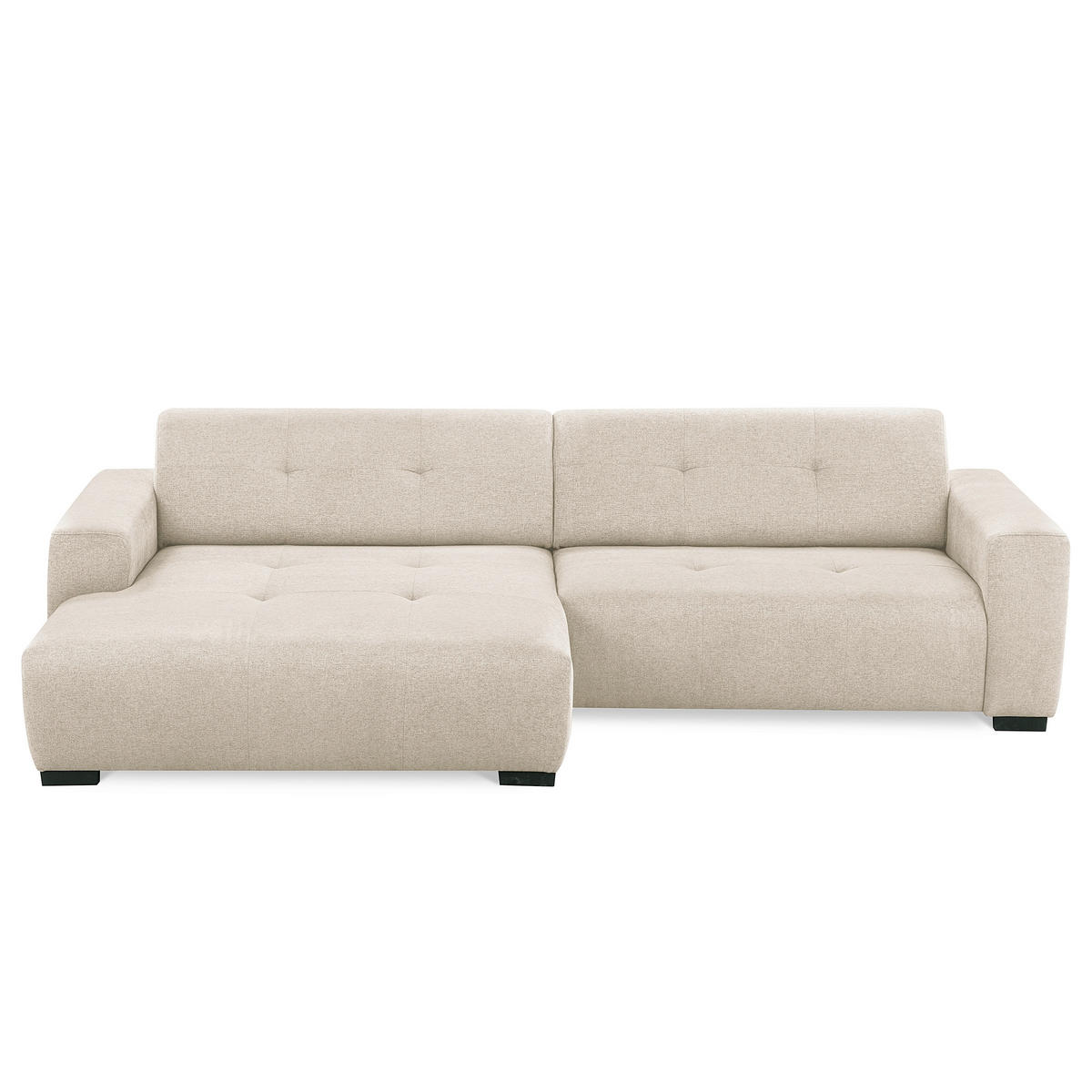 ECKSOFA AUSTIN Beige Flachgewebe Sitztiefenverstellung  - Beige/Schwarz, Design, Kunststoff/Textil (169/286cm) - Livetastic