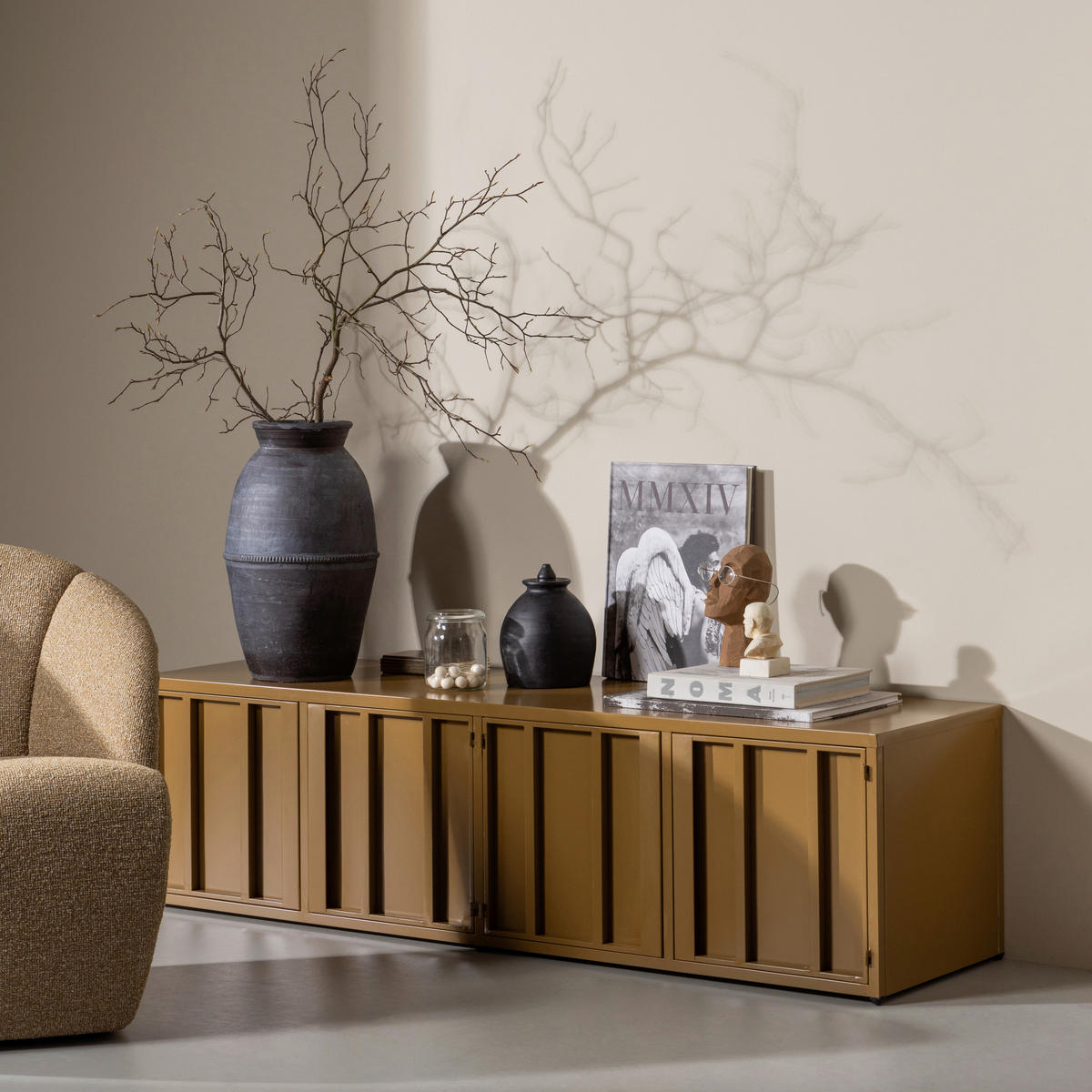 LOWBOARD LEVEL 160/44/44 cm  stehend  - Honig, Design, Metall (160/44/44cm) - Livetastic