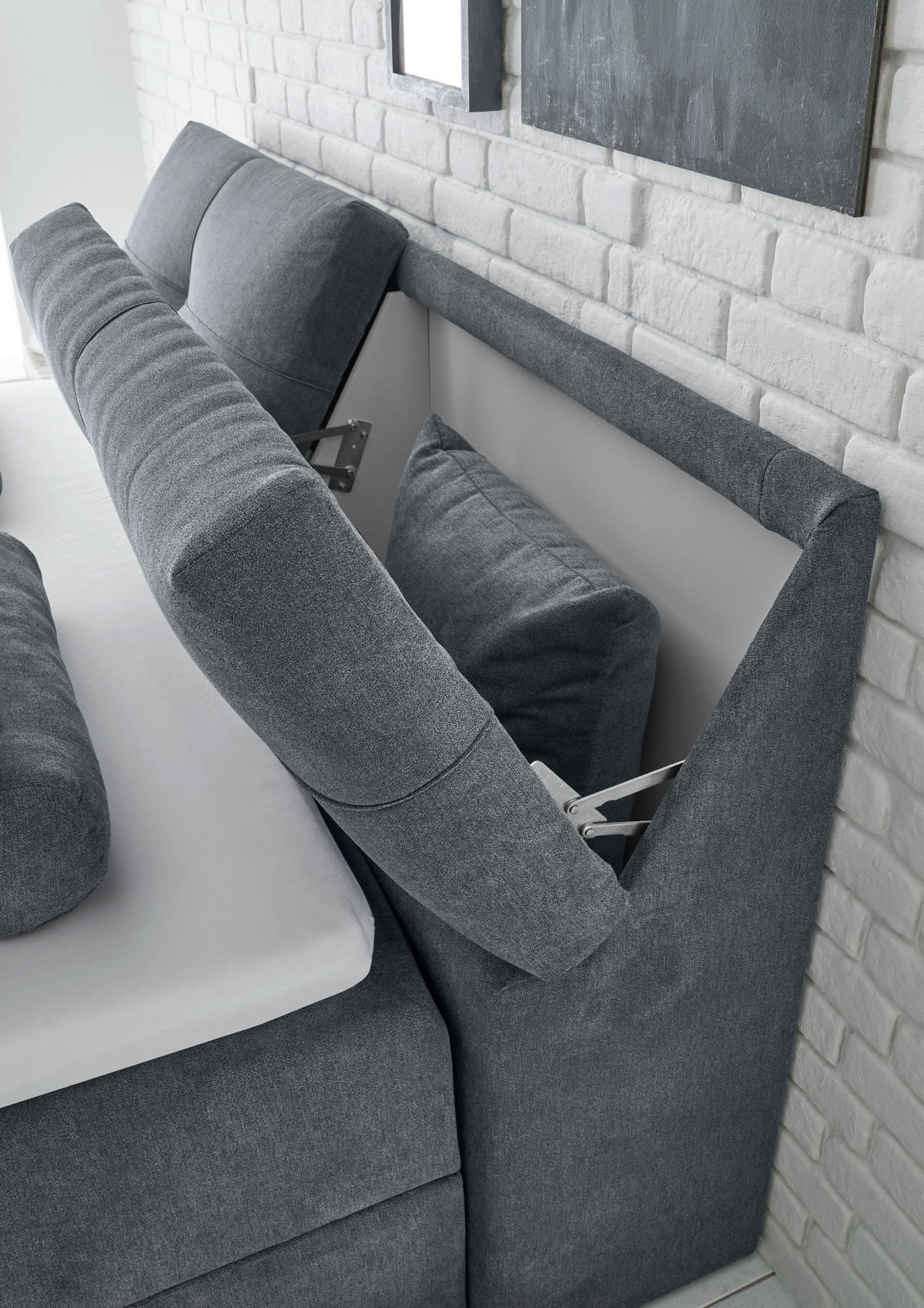 BOXSÄNG 180/200 cm  i antracit  - svart/antracit, Modern, trämaterial/textil (180/200cm) - MID.YOU