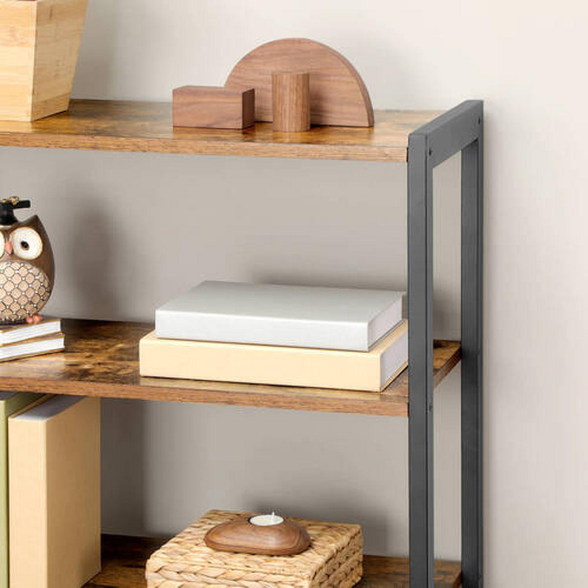 AUFBEWAHRUNGSREGAL Braun, Schwarz  70/121,5/30 cm  - Schwarz/Braun, Trend, Holzwerkstoff/Metall (70/121,5/30cm) - Boxxx