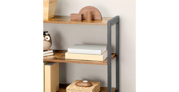 AUFBEWAHRUNGSREGAL - Schwarz/Braun, Trend, Holzwerkstoff/Metall (70/121,5/30cm) - Boxxx