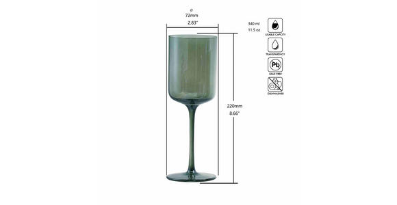 WEINGLAS 340 ml - Grün, Trend, Glas (7,5/22cm) - Novel