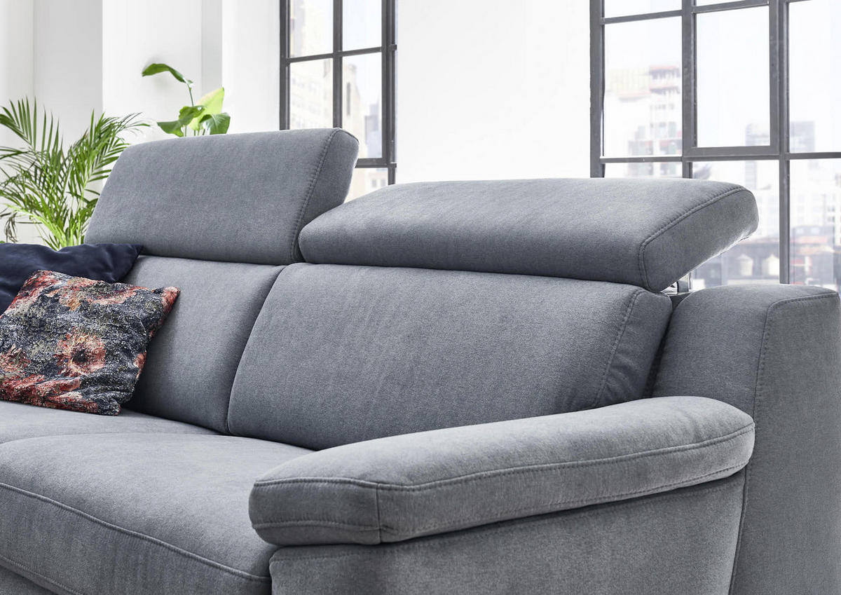 DREISITZER-SOFA Pastellblau  - Pastellblau/Schwarz, Design, Textil/Metall (218/84-104/104cm) - Valdera