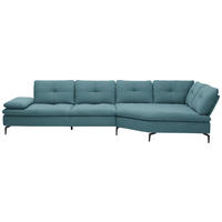 ECKSOFA  in Flachgewebe Hellblau  344/157 cm  - Schwarz/Hellblau, Design, Textil/Metall (344/157cm) - Chilliano