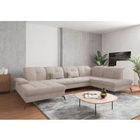 WOHNLANDSCHAFT in Flachgewebe Greige  - Greige/Schwarz, KONVENTIONELL, Textil/Metall (185/357/231cm) - Sit & More