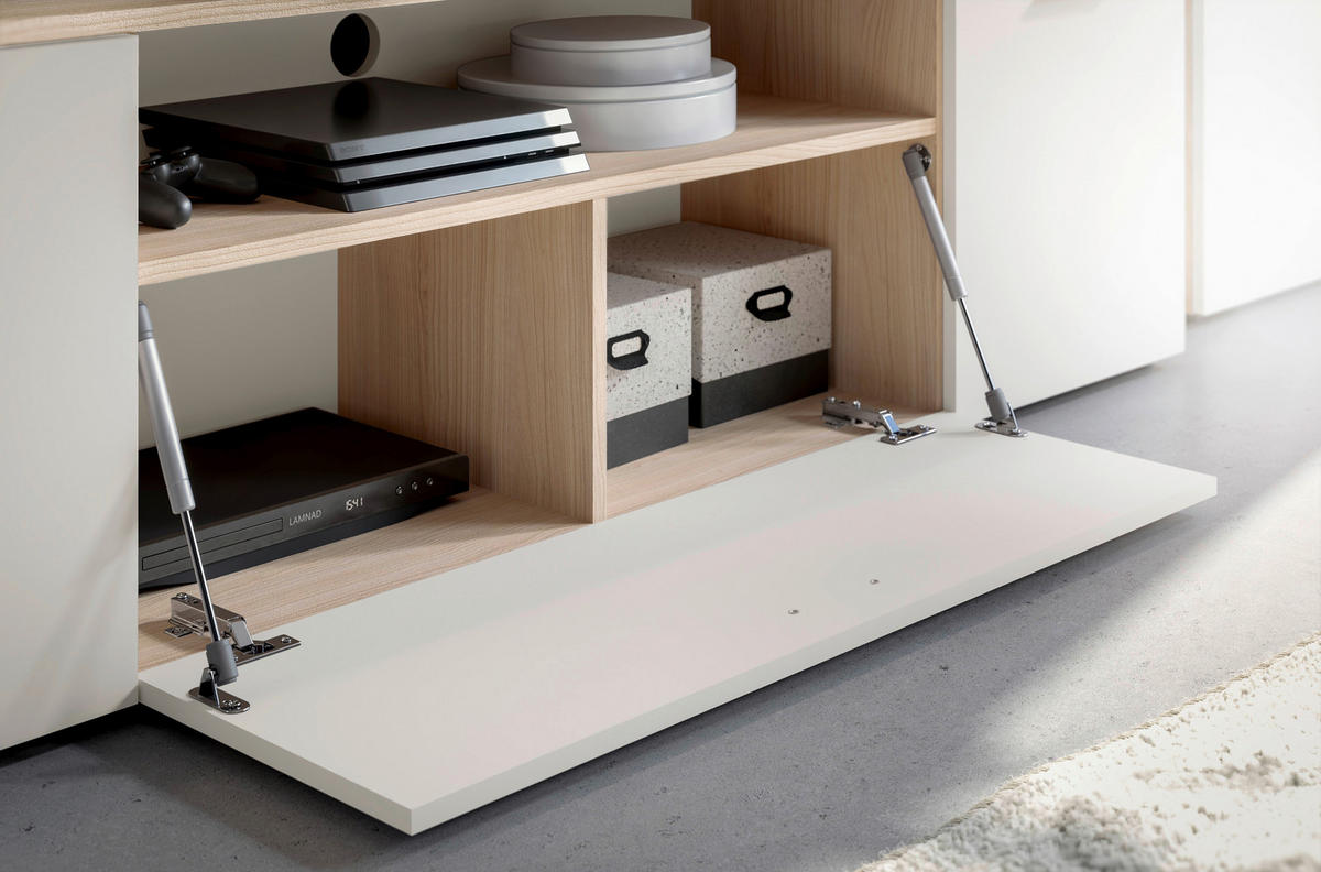 REGAL ZA DNEVNI BORAVAK boje hrasta, kašmir   - kašmir/boje hrasta, Moderno, staklo/drvni materijal (290/190/40cm) - Hom`in