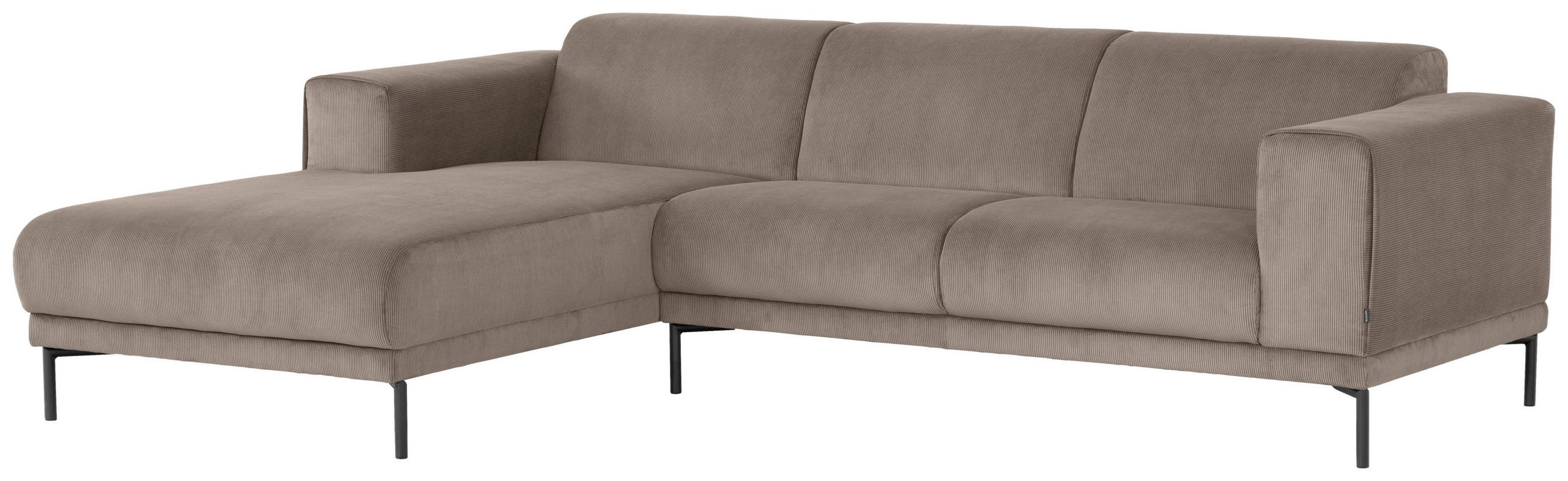 ECKSOFA in Cord Taupe  262/183 cm  - Taupe/Schwarz, Design, Textil/Metall (262/183cm) - MID.YOU