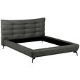 POLSTERBETT 180/200 cm,  in Dunkelgrau, gepolstertes Kopfteil,  - Dunkelgrau/Schwarz, Design, Leder/Metall (180/200cm) - Esposa