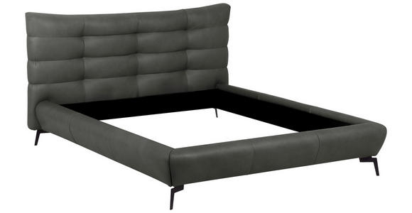 POLSTERBETT 180/200 cm,  in Dunkelgrau, gepolstertes Kopfteil,  - Dunkelgrau/Schwarz, Design, Leder/Metall (180/200cm) - Esposa