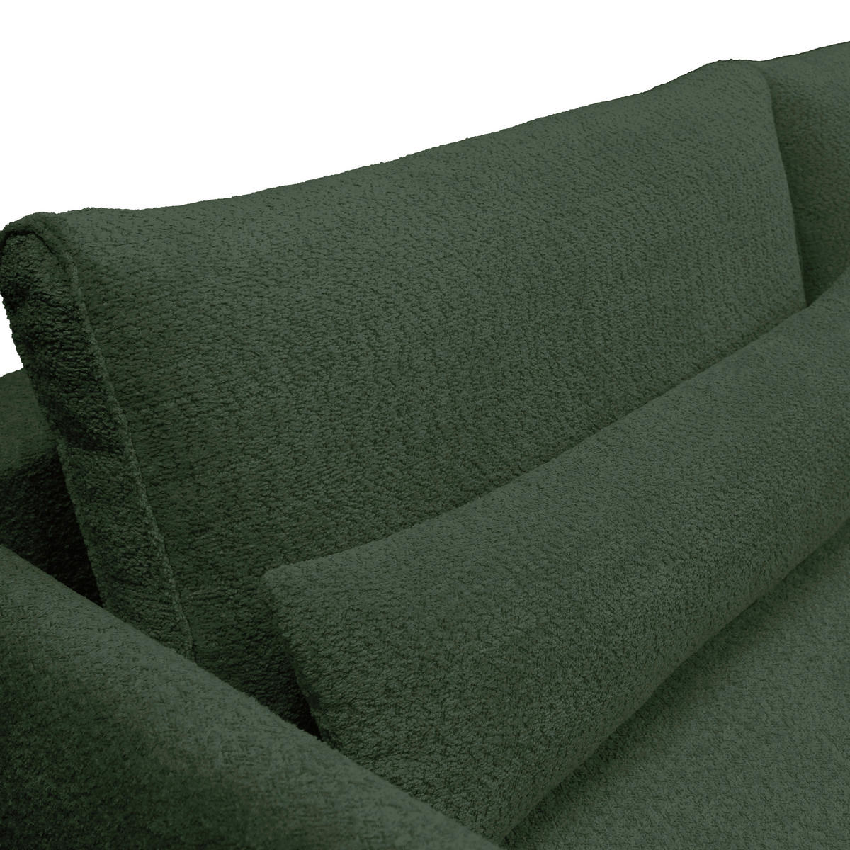 ECKSOFA Dunkelgrün Bouclé  - Dunkelgrün/Creme, Design, Textil/Metall (204/273cm) - MID.YOU