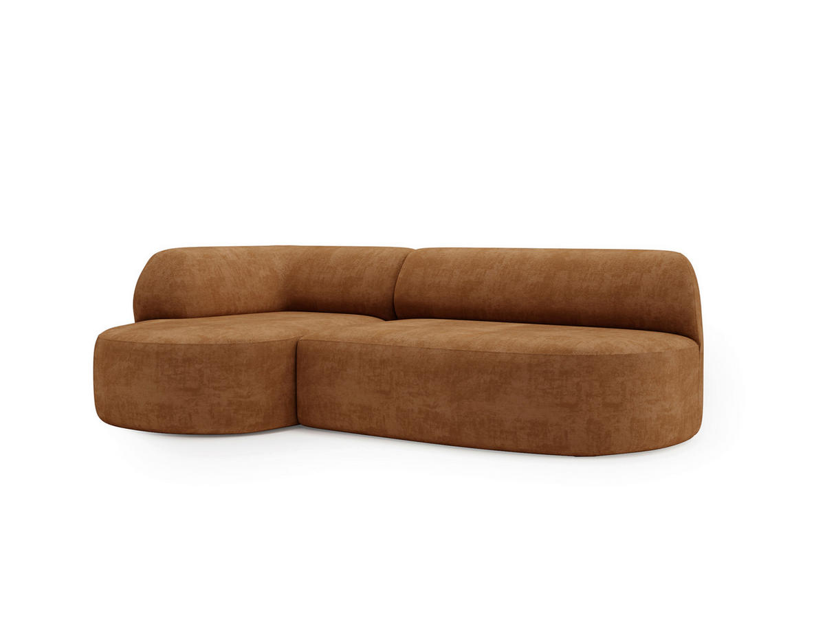 ECKSOFA Chenille Rostfarben  - Rostfarben/Schwarz, Design, Kunststoff/Textil (156/218cm) - Livetastic