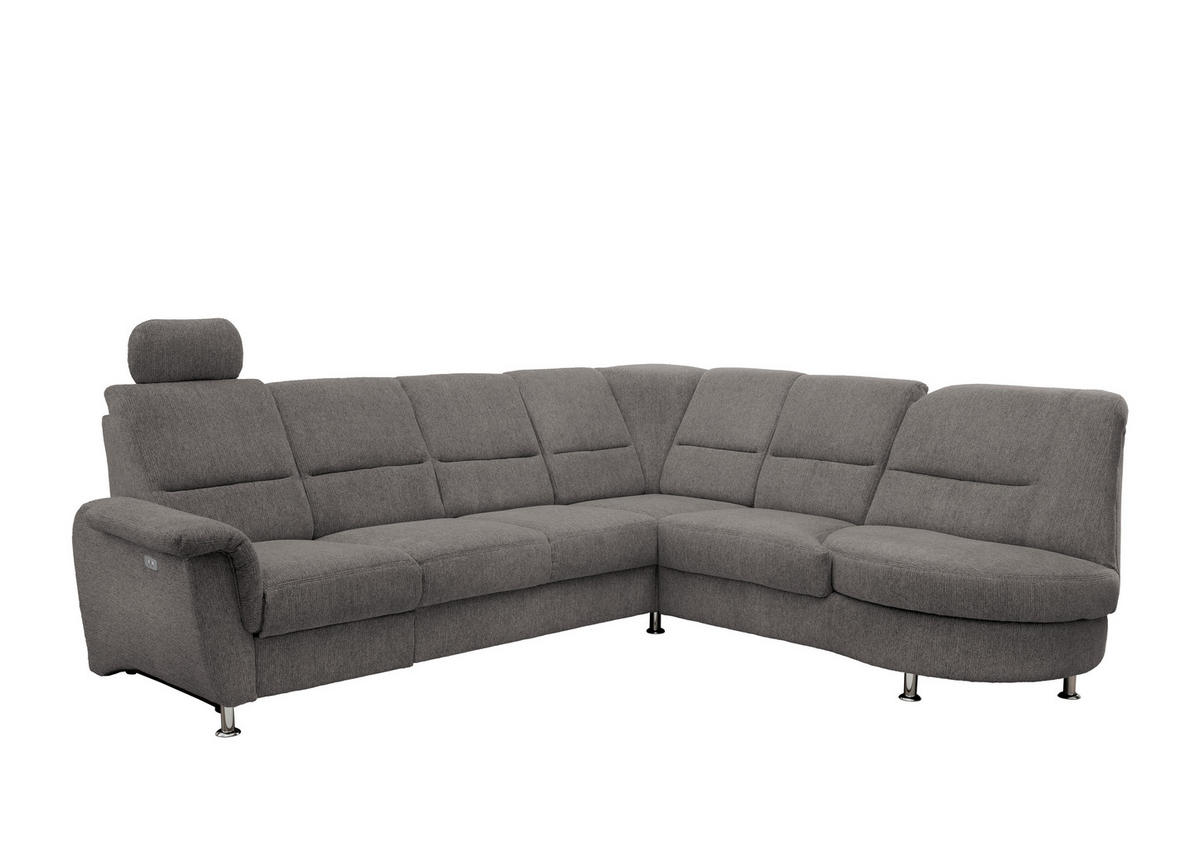ECKSOFA in Chenille Graubraun  - Chromfarben/Graubraun, Modern, Textil/Metall (275/236cm) - Livetastic