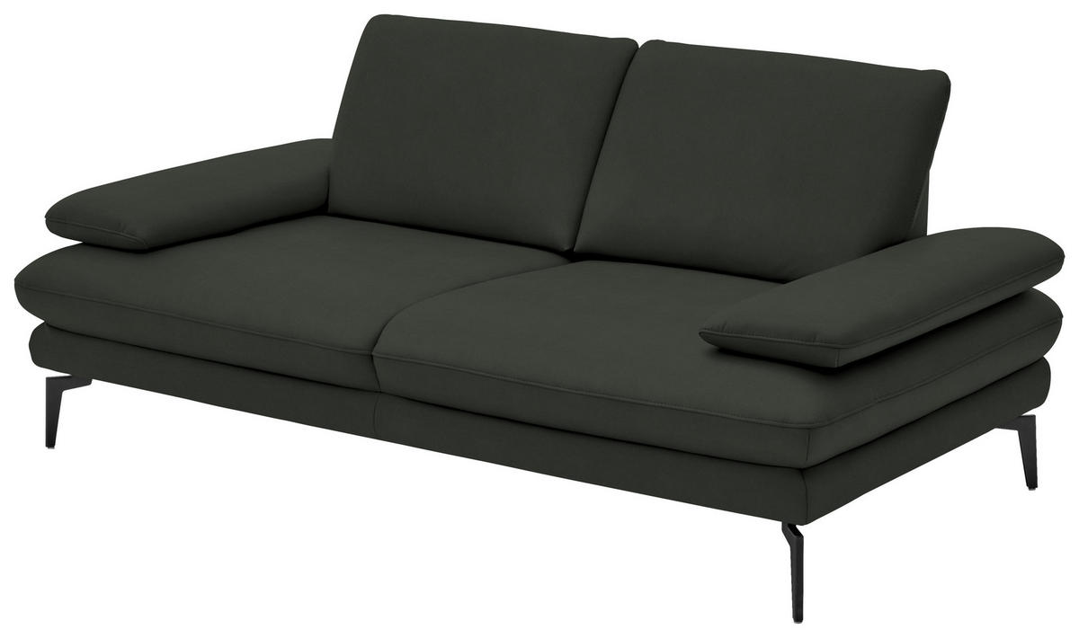 2,5-SITZER in Echtleder Dunkelgrün  - Dunkelgrün/Schwarz, Design, Leder/Metall (196/86/104cm) - Dieter Knoll