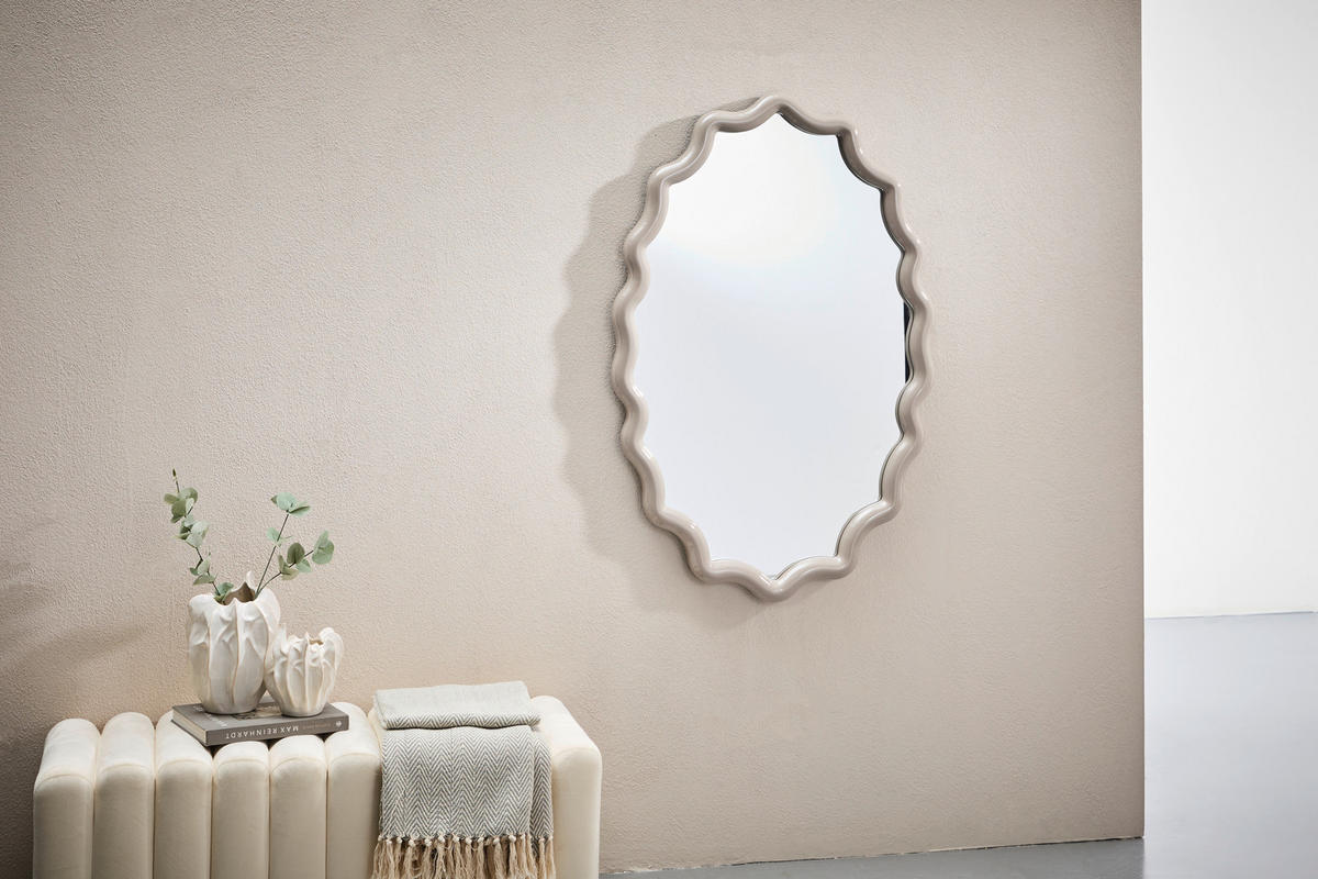 WANDSPIEGEL 80/120/4,5 cm    in wellenförmig  - Kaschmir, Design, Glas/Holzwerkstoff (80/120/4,5cm) - Novel