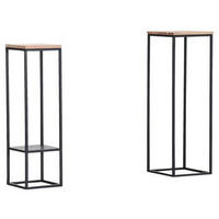BEISTELLTISCHSET Akazie massiv quadratisch Schwarz, Akaziefarben  - Schwarz/Akaziefarben, Trend, Holz/Metall (26-31/26-31/85-91cm) - Carryhome
