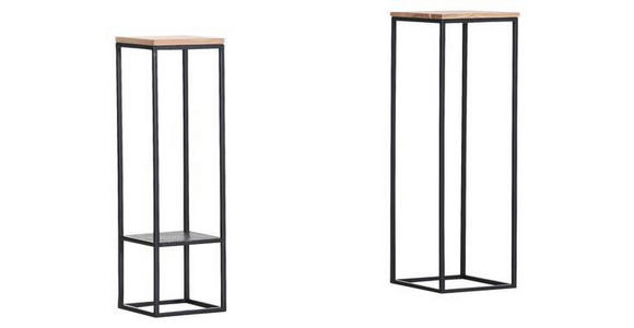 BEISTELLTISCHSET Akazie massiv quadratisch Schwarz, Akaziefarben - Schwarz/Akaziefarben, Trend, Holz/Metall (26-31/26-31/85-91cm) - Carryhome