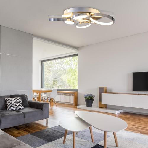 LED-DECKENLEUCHTE 1363650 56 cm  - Silberfarben, Design, Kunststoff/Metall (56cm) - Näve
