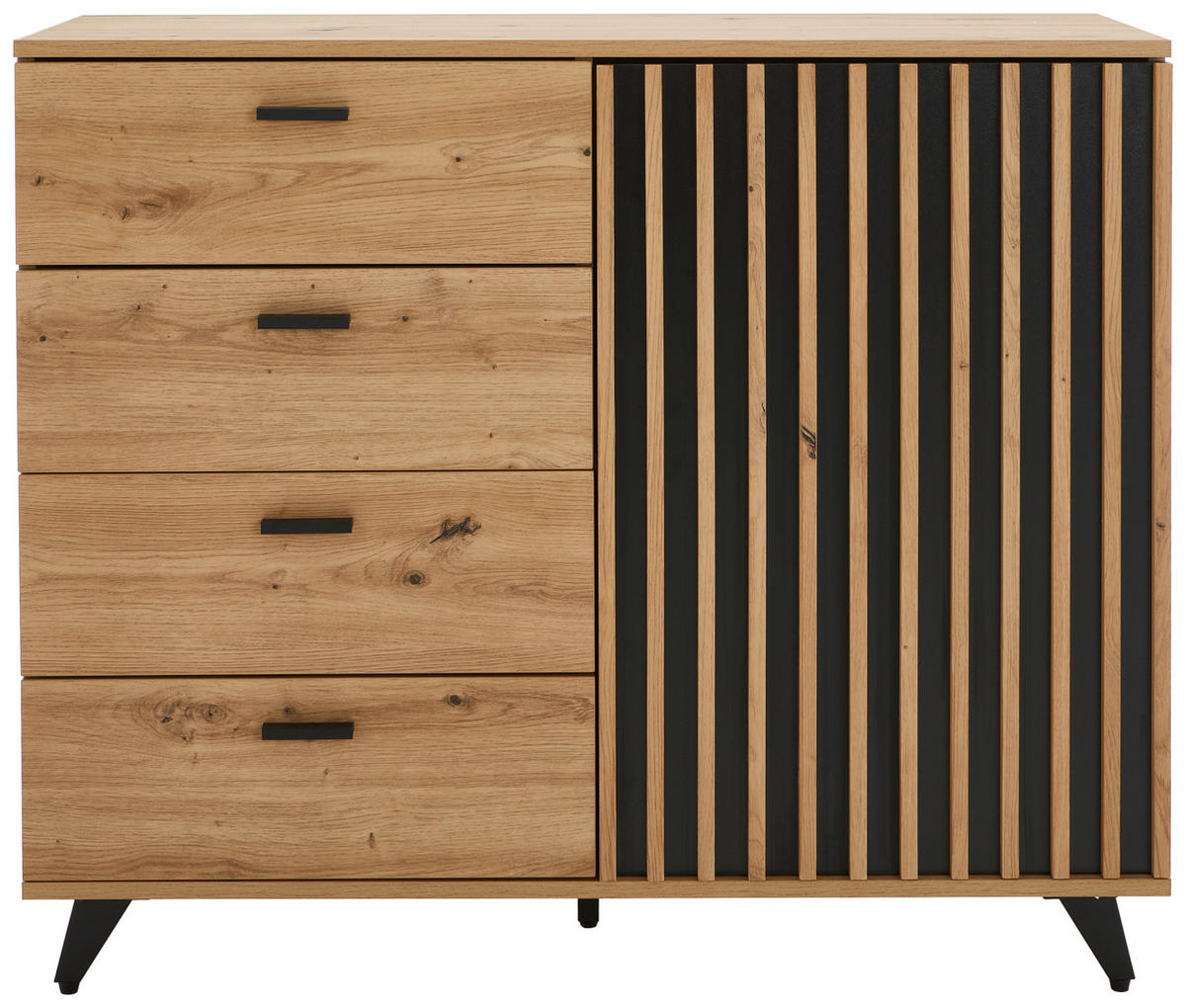 COMODĂ CU UșI 103/86/40 cm  - culoare lemn stejar/negru, Lifestyle, metal/material pe bază de lemn (103/86/40cm) - MID.YOU