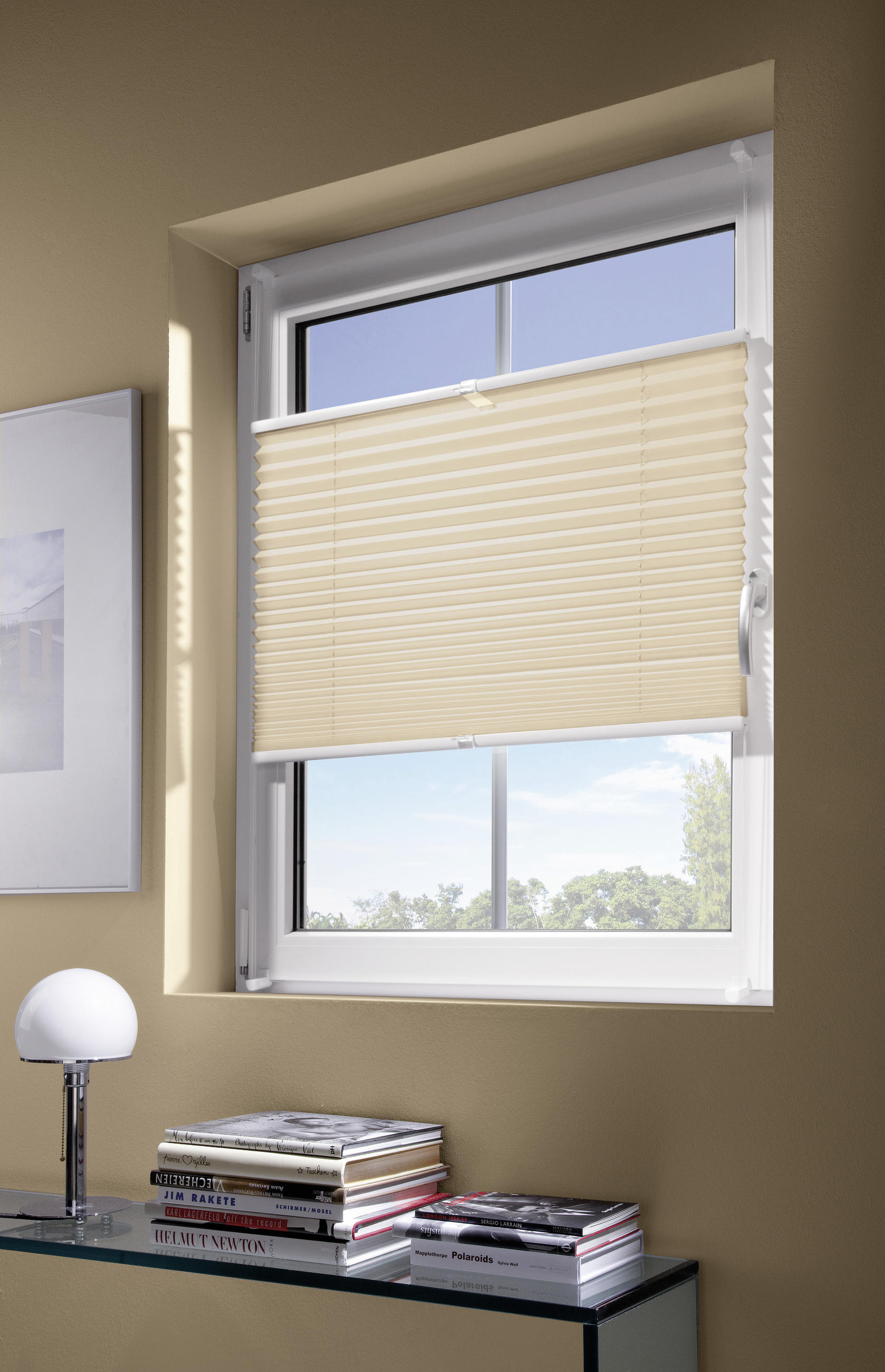 PLISSEE halbtransparent 50/130 cm - Sandfarben, Basics, Textil (50/130cm)
