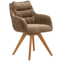 ARMLEHNSTUHL  in Chenille  - Eichefarben/Braun, KONVENTIONELL, Holz/Textil (59/86/69,5cm) - Linea Natura