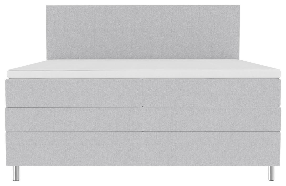 BOXSPRINGBETT 200/200 cm,  in Hellgrau, Bettkasten, Topper, Matratzen, H3 = fest  - Chromfarben/Hellgrau, KONVENTIONELL, Kunststoff/Textil (200/200cm) - Boxxx