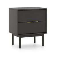 NACHTSCHRANK 54/63/39 cm  - Goldfarben/Schwarz, Design, Holz/Holzwerkstoff (54/63/39cm) - Boxxx