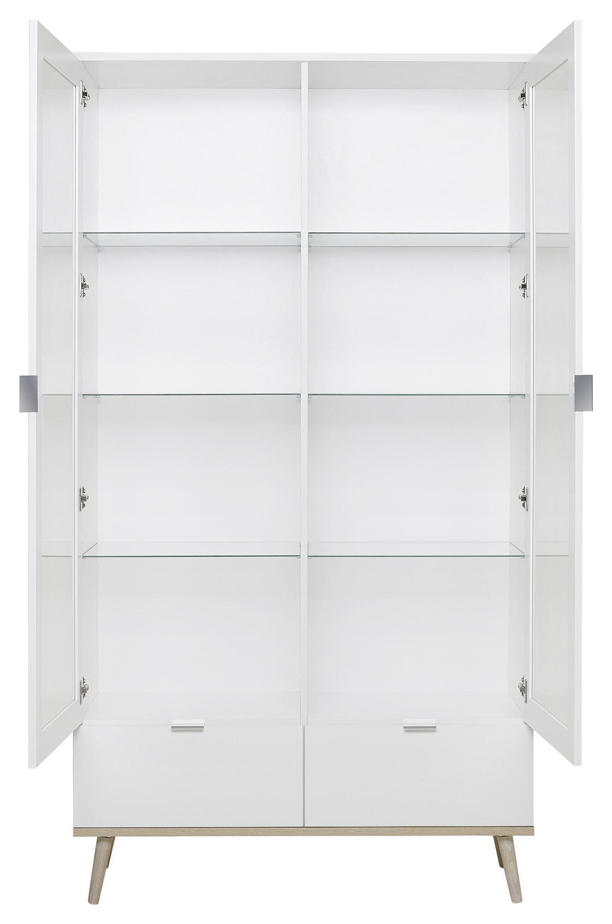 VITRÍNA, biela, farba duba, 100/185/40 cm - biela/farba duba, Konventionell, kov/drevo (100/185/40cm) - MID.YOU