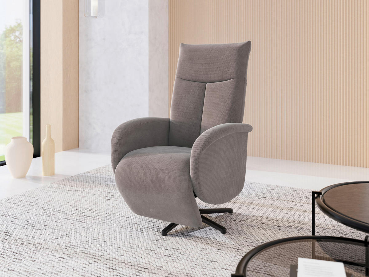 RELAXSESSEL in Textil Taupe  - Taupe/Schwarz, KONVENTIONELL, Textil/Metall (75/112/82cm) - Sit & More
