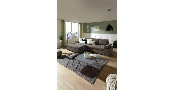 ECKSOFA in Flachgewebe Graubraun  - Chromfarben/Graubraun, Design, Kunststoff/Textil (173/294cm) - Carryhome