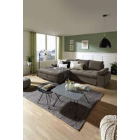 ECKSOFA in Flachgewebe Graubraun  173/294 cm  - Chromfarben/Graubraun, Design, Kunststoff/Textil (173/294cm) - Carryhome