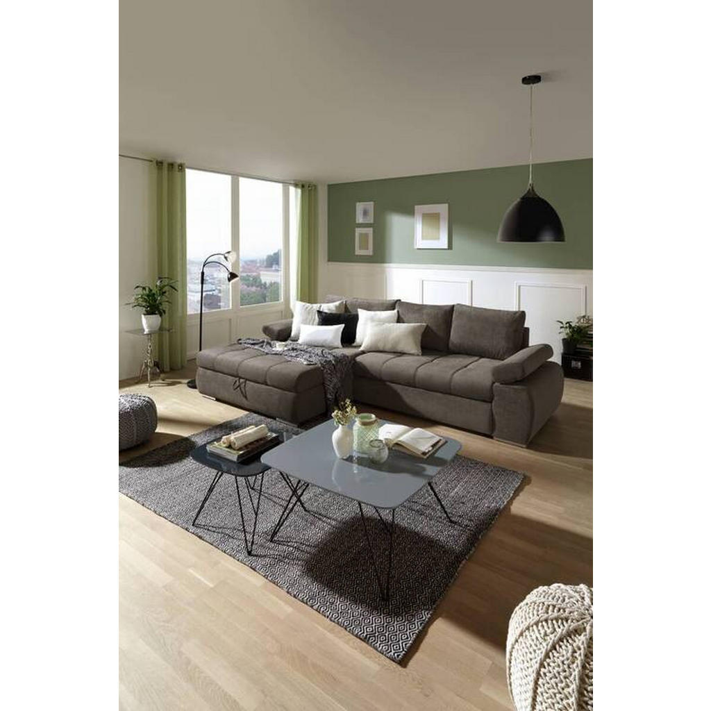 Thumbnail - Carryhome Ecksofa, Graubraun, Textil, Uni, 4-Sitzer, Füllung: Schaumstoff, Ottomane links, L-Form, 294x173 cm, Stoffausw...