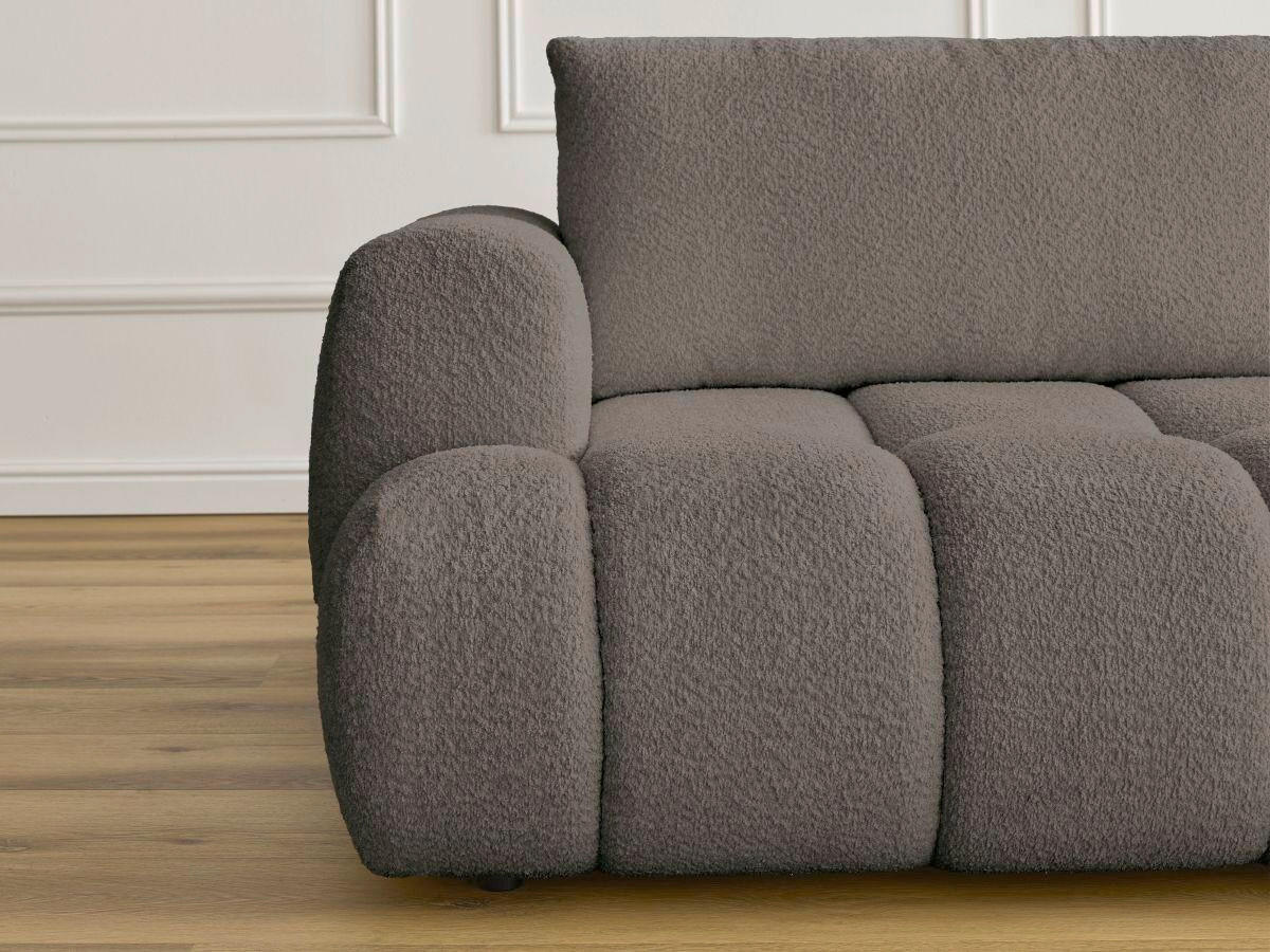 SCHLAFSOFA FUJI Bouclé Taupe  inkl.  - Taupe/Schwarz, MODERN, Kunststoff/Textil (251/113/88cm)