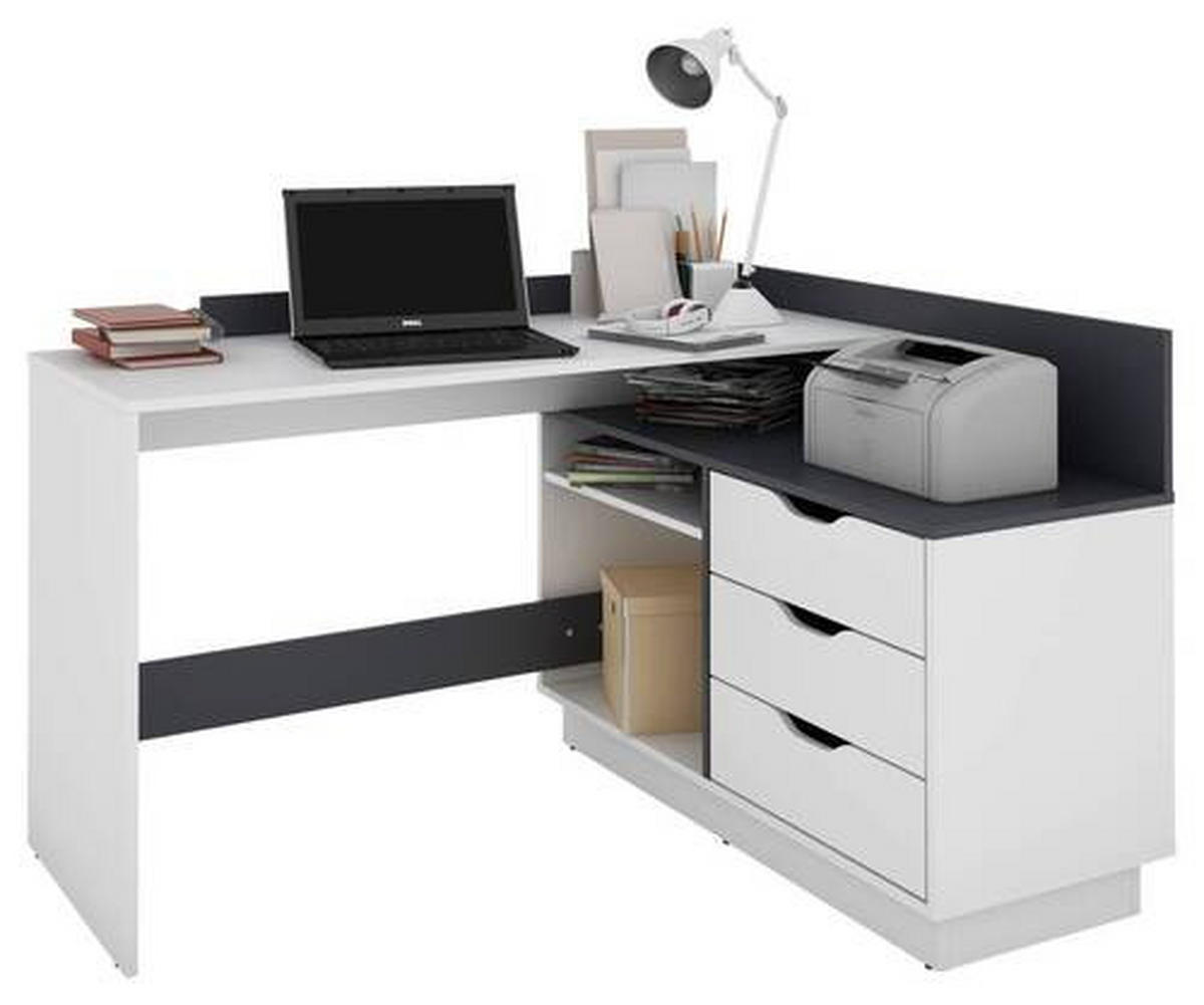 ECKSCHREIBTISCH 129/105/84 cm  in Schwarz, Weiß  - Schwarz/Weiß, LIFESTYLE, Holzwerkstoff (129/105/84cm) - MID.YOU