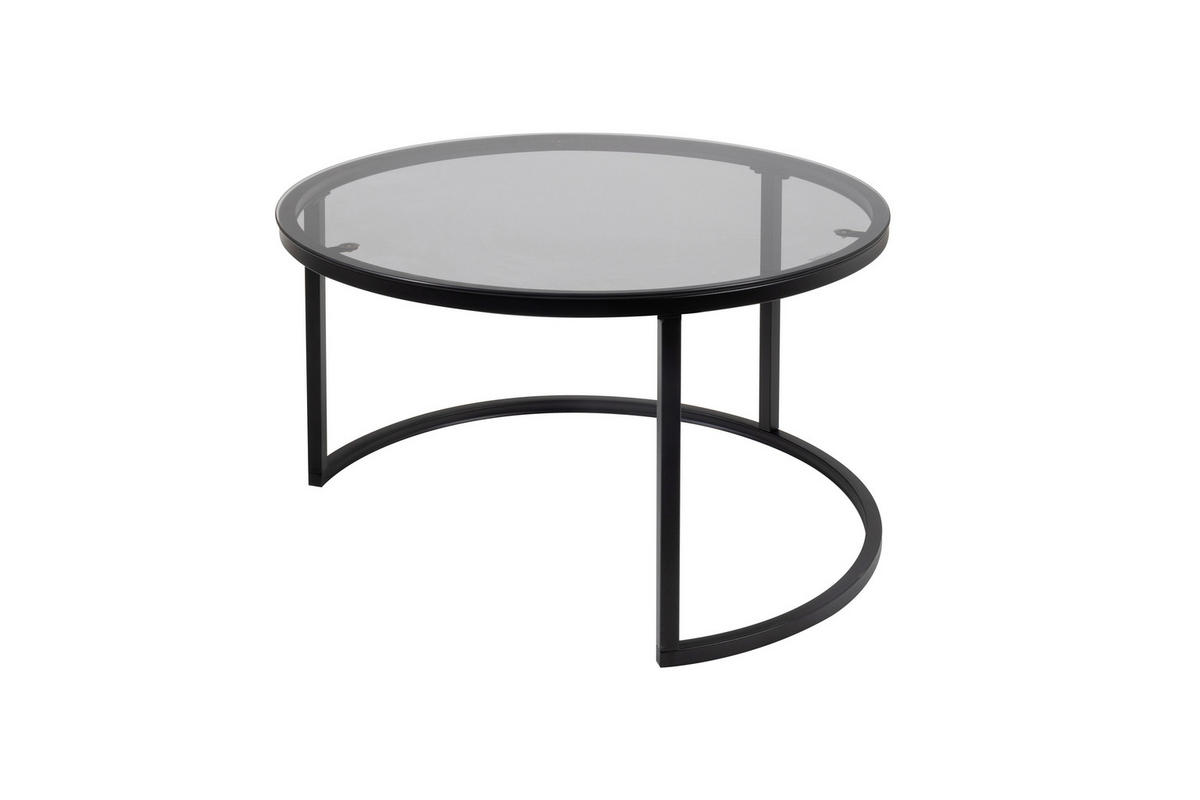 COUCHTISCHSET rund Multicolor, Schwarz, Transparent  - Transparent/Multicolor, Design, Glas/Metall (50-70/50-70/38-42cm) - MID.YOU