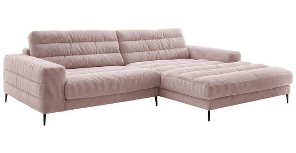 ECKSOFA in Cord Rosa  - Schwarz/Rosa, Design, Textil/Metall (296/207cm) - Dieter Knoll