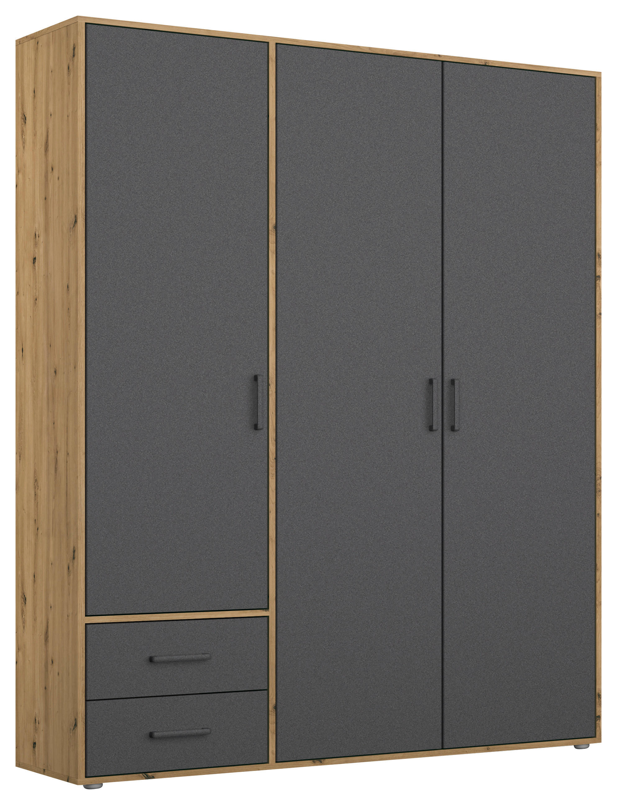 DREHTÜRENSCHRANK in Grau, Eiche Artisan  - Eiche Artisan/Grau, Modern, Holzwerkstoff/Kunststoff (140/194/53cm) - Rauch Möbel