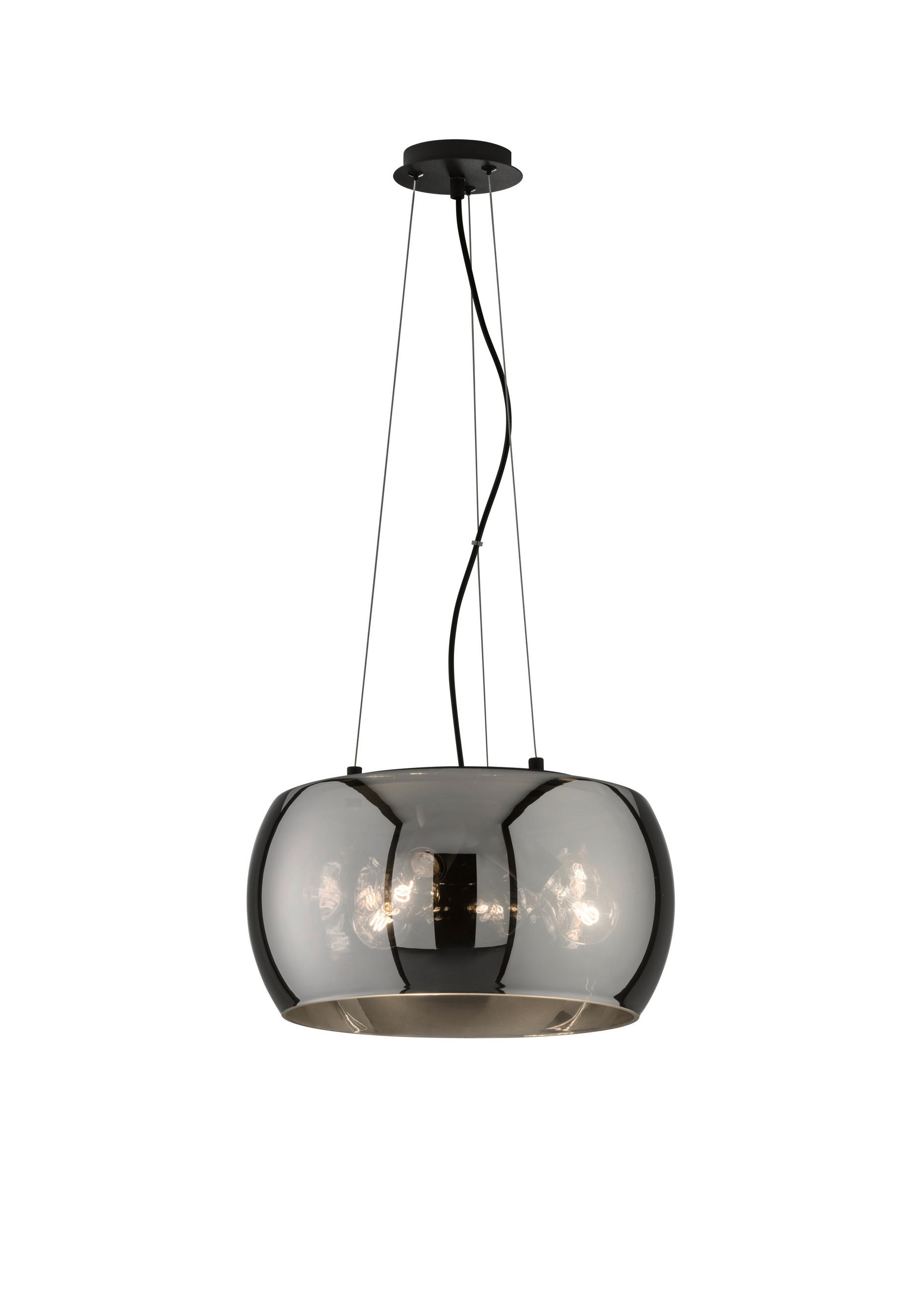 PENDELLEUCHTE 40/160 cm    - Schwarz, Design, Glas/Metall (40/160cm) - Fischer & Honsel