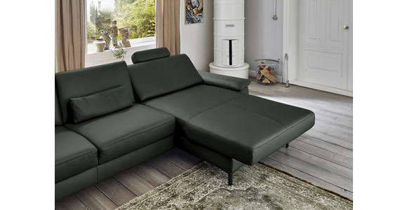 ECKSOFA in Echtleder Dunkelgrün 334/176 cm - Dunkelgrün/Schwarz, Design, Leder/Metall (334/176cm) - Dieter Knoll