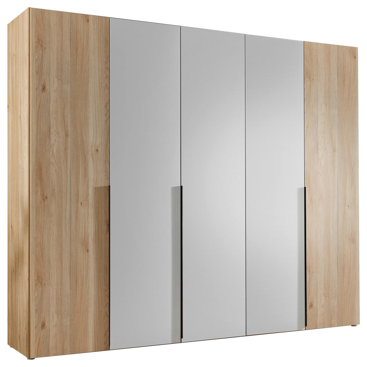 KLEIDERSCHRANK 249/210/53 cm 5-türig Weiß, Eichefarben  - Eichefarben/Schwarz, KONVENTIONELL, Holzwerkstoff/Kunststoff (249/210/53cm) - Boxxx