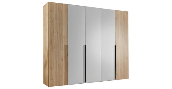 KLEIDERSCHRANK  in Weiß, Eichefarben  - Eichefarben/Schwarz, KONVENTIONELL, Holzwerkstoff/Kunststoff (250/210/56cm) - Carryhome