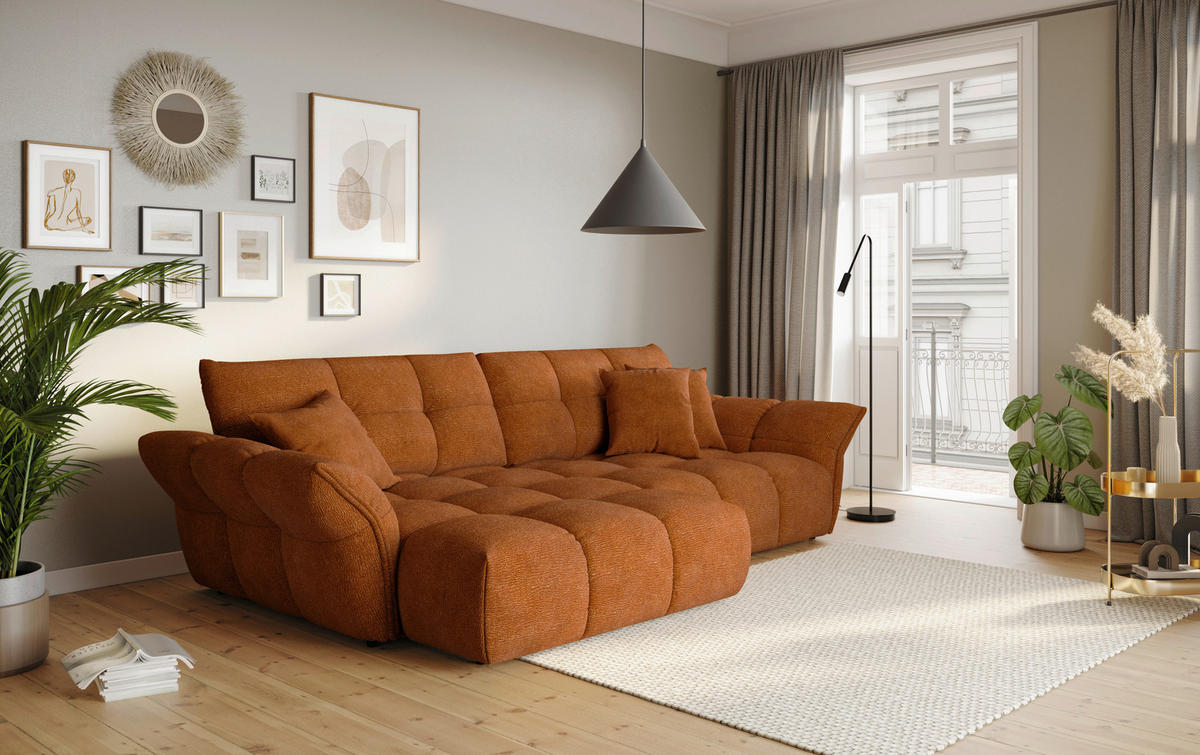 SAROKKANAPÉ textil terrakotta  - fekete/terrakotta, Design, műanyag/textil (177/312cm) - Welnova