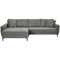 ECKSOFA in Cord Grau  174/283 cm  - Schwarz/Grau, Design, Textil/Metall (174/283cm) - Xora