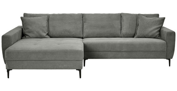ECKSOFA Grau Cord  - Schwarz/Grau, Design, Textil/Metall (174/283cm) - Xora