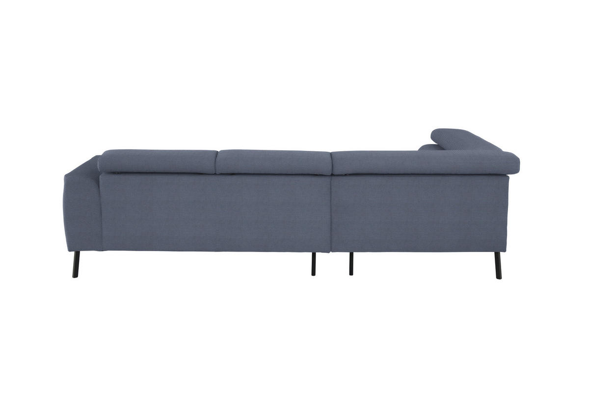 ECKSOFA in Feincord Blaugrau  - Blaugrau/Schwarz, Design, Textil/Metall (205/280cm) - MID.YOU