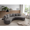 WOHNLANDSCHAFT Grau Cord  - Schwarz/Grau, Design, Kunststoff/Textil (300/160cm) - Livetastic