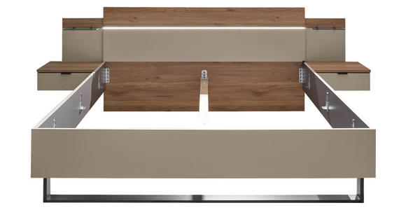 BETTANLAGE - Kaschmir/Eichefarben, Design, Glas (285,4/96/207,6cm) - Xora