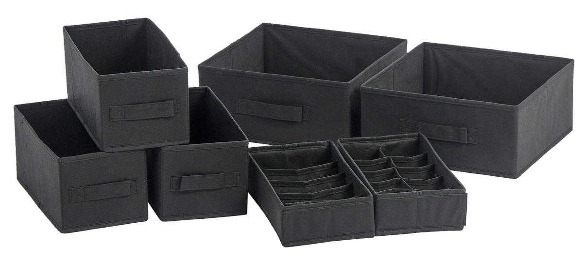 AUFBEWAHRUNGSBOXEN-SET     - Anthrazit, Basics, Karton/Textil - My Baby Lou