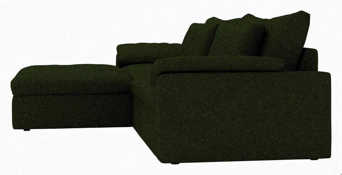 ECKSOFA Flachgewebe Dunkelgrün  - Dunkelgrün/Schwarz, Modern, Kunststoff/Textil (198/306cm) - Carryhome