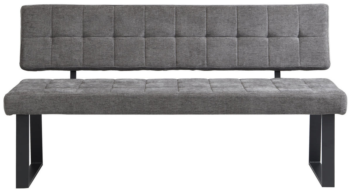 SITZBANK in Metall, Textil Hellgrau  - Hellgrau/Schwarz, MODERN, Textil/Metall (160/85/56cm) - Livetastic