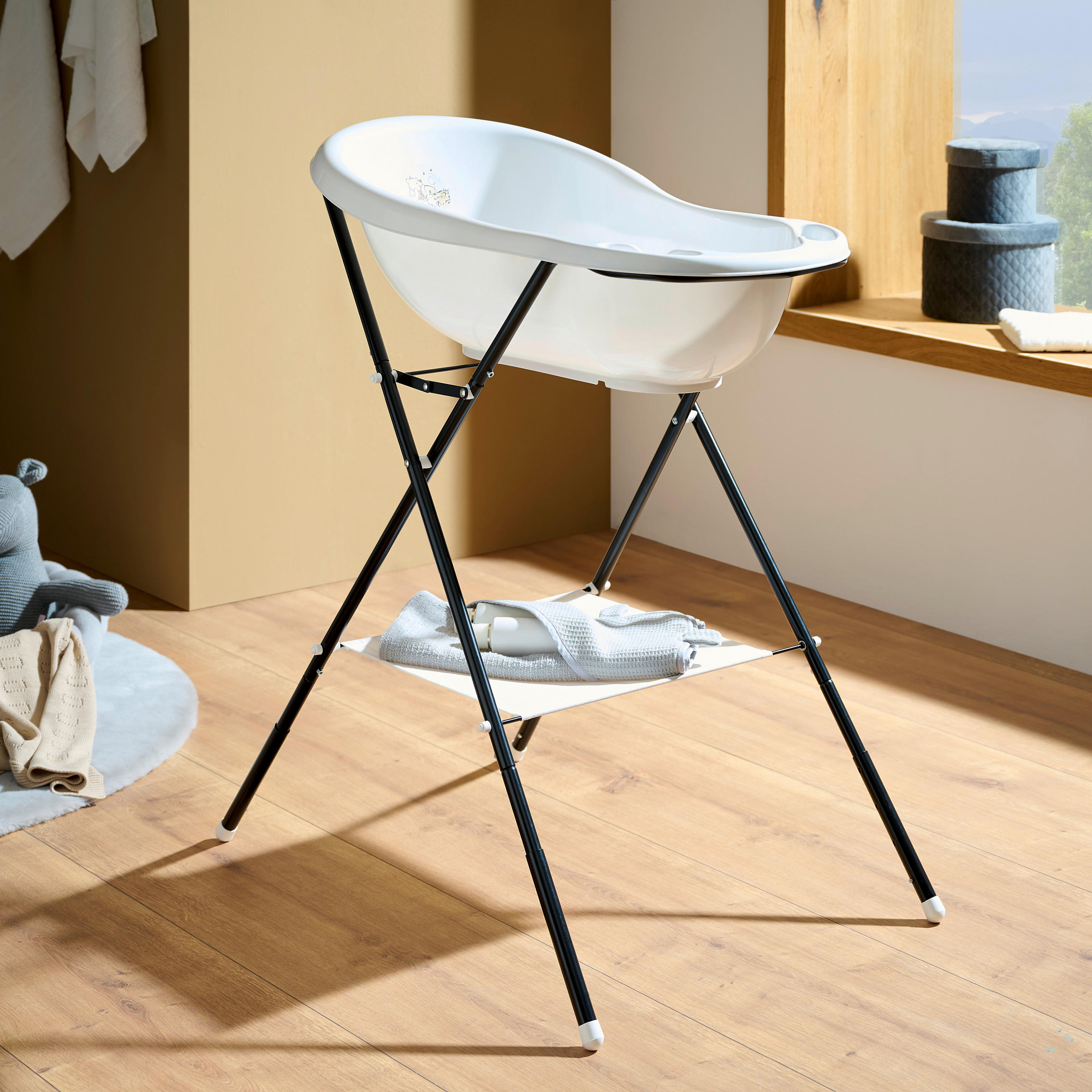 BADEWANNENSTÄNDER ECO  - Schwarz, Basics, Kunststoff/Metall (86/58/100cm) - My Baby Lou